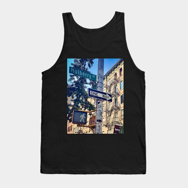 Street Sign One Way Traffic Light Mulberry St Manhattan NYC Tank Top by eleonoraingrid